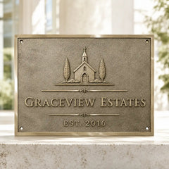 Personalized brass address sign for home entrance and outdoor display