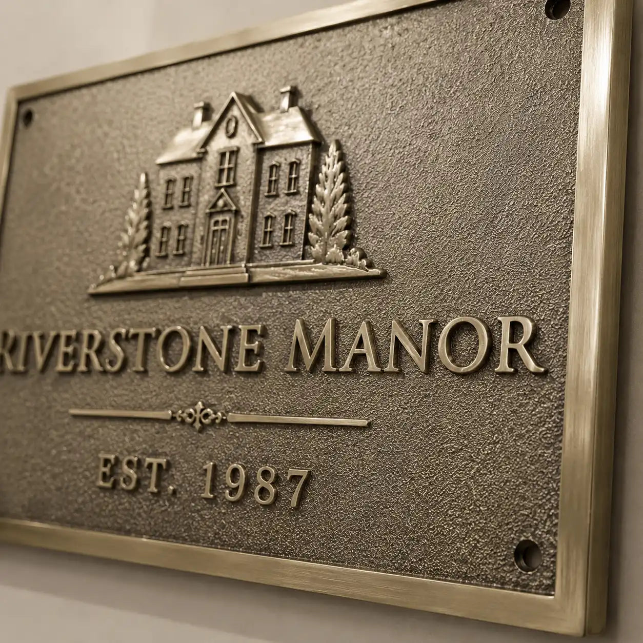 Engraved brass address plaque for house numbers, names, and business entrances