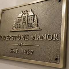 Engraved brass address plaque for house numbers, names, and business entrances