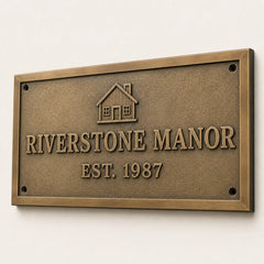 Custom bronze plaque personalized with names, logos, and inscriptions