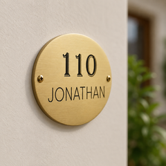 Oval brass name plaque with personalized engraving