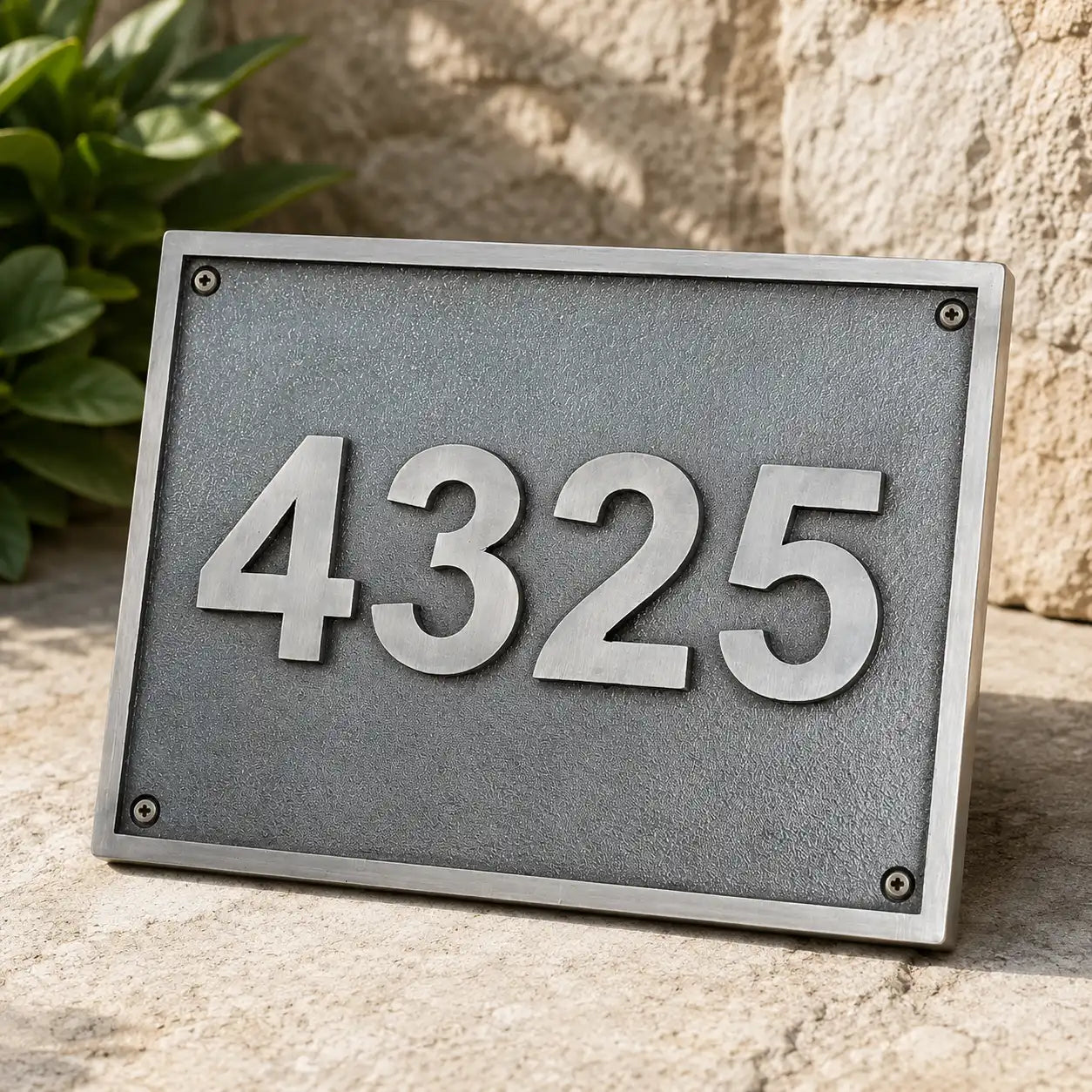 Custom engraved bronze house number plaque for front door or gate