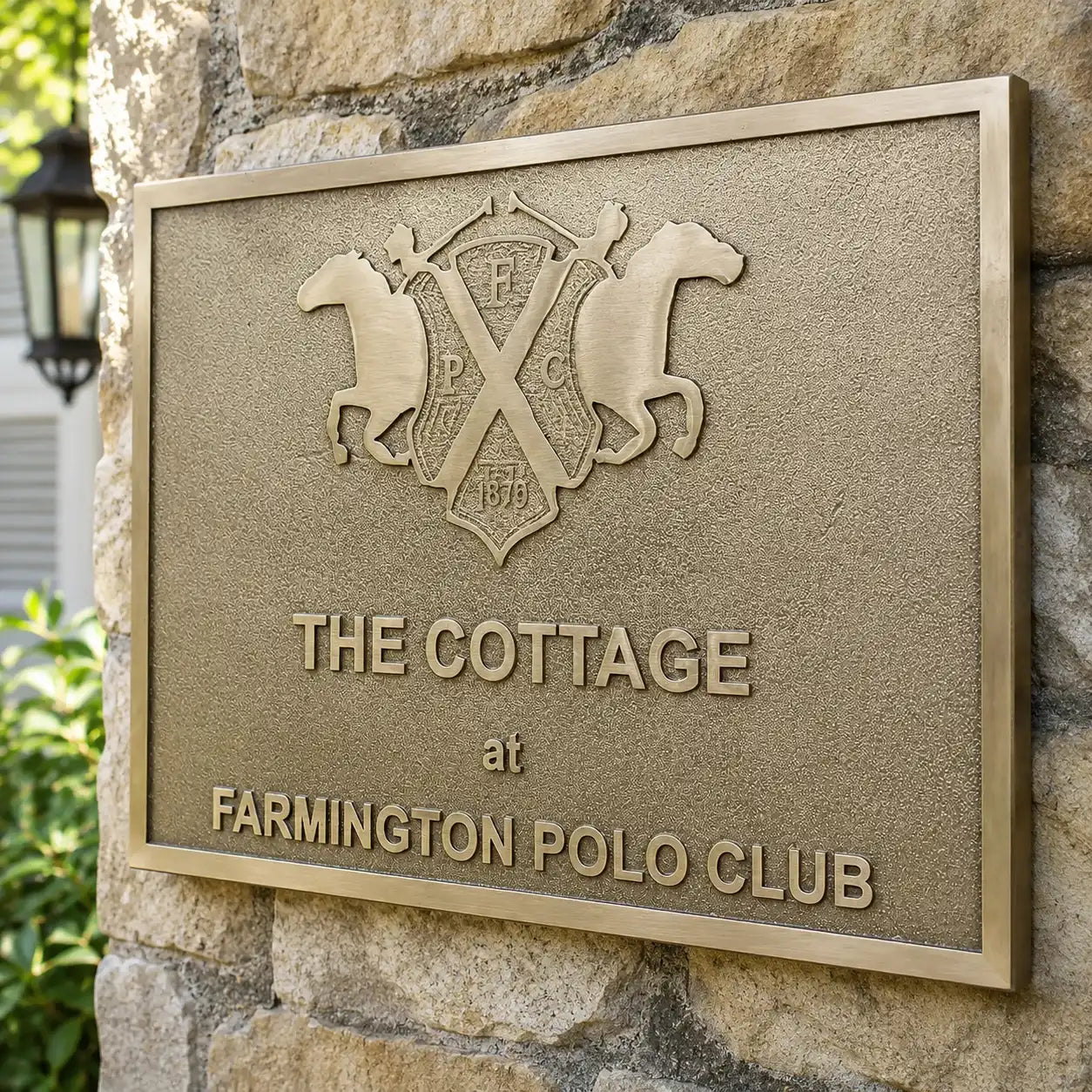 Personalized brass house address sign with durable engraved finish