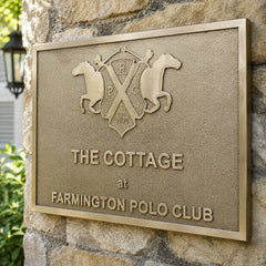 Personalized brass house address sign with durable engraved finish