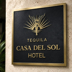 Solid brass sign with personalized engraving and premium finish