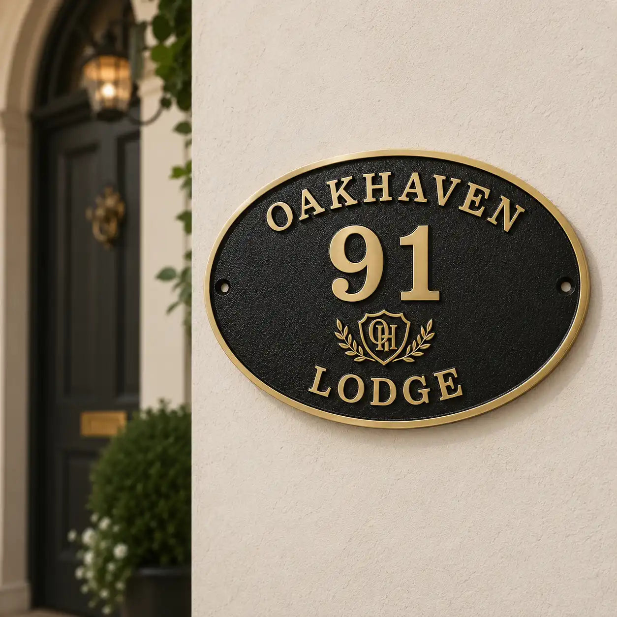 Premium bronze house number sign for residential entrance