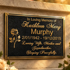 Solid brass memorial plaque for cemetery or garden memorial