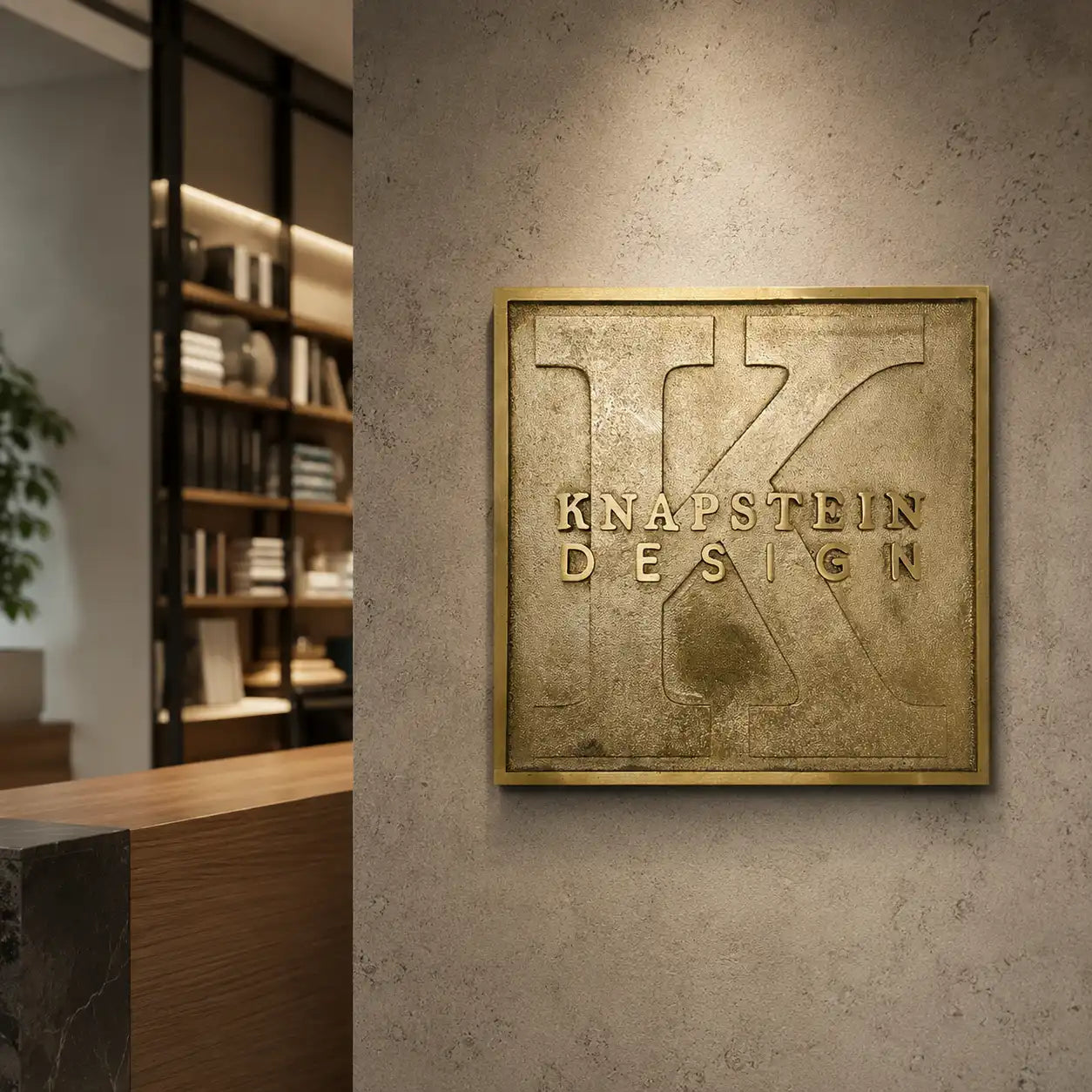 Brass plaque with black and silver finish for personalized signage