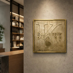 Brass plaque with black and silver finish for personalized signage