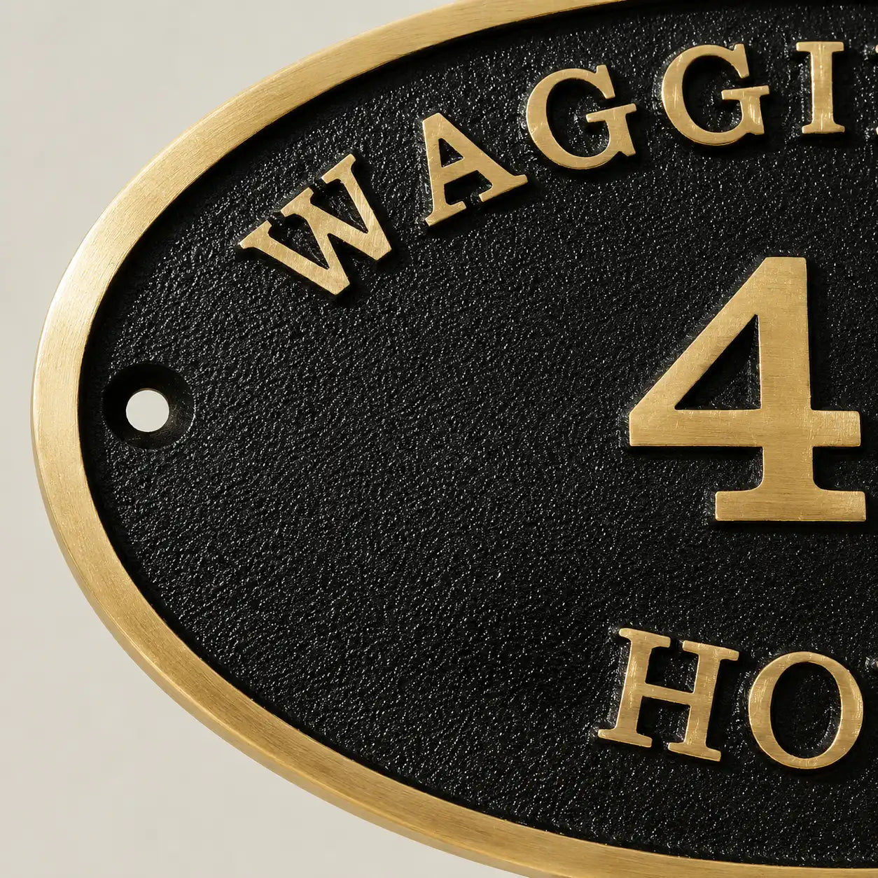 Elegant oval brass door plaque with custom house number