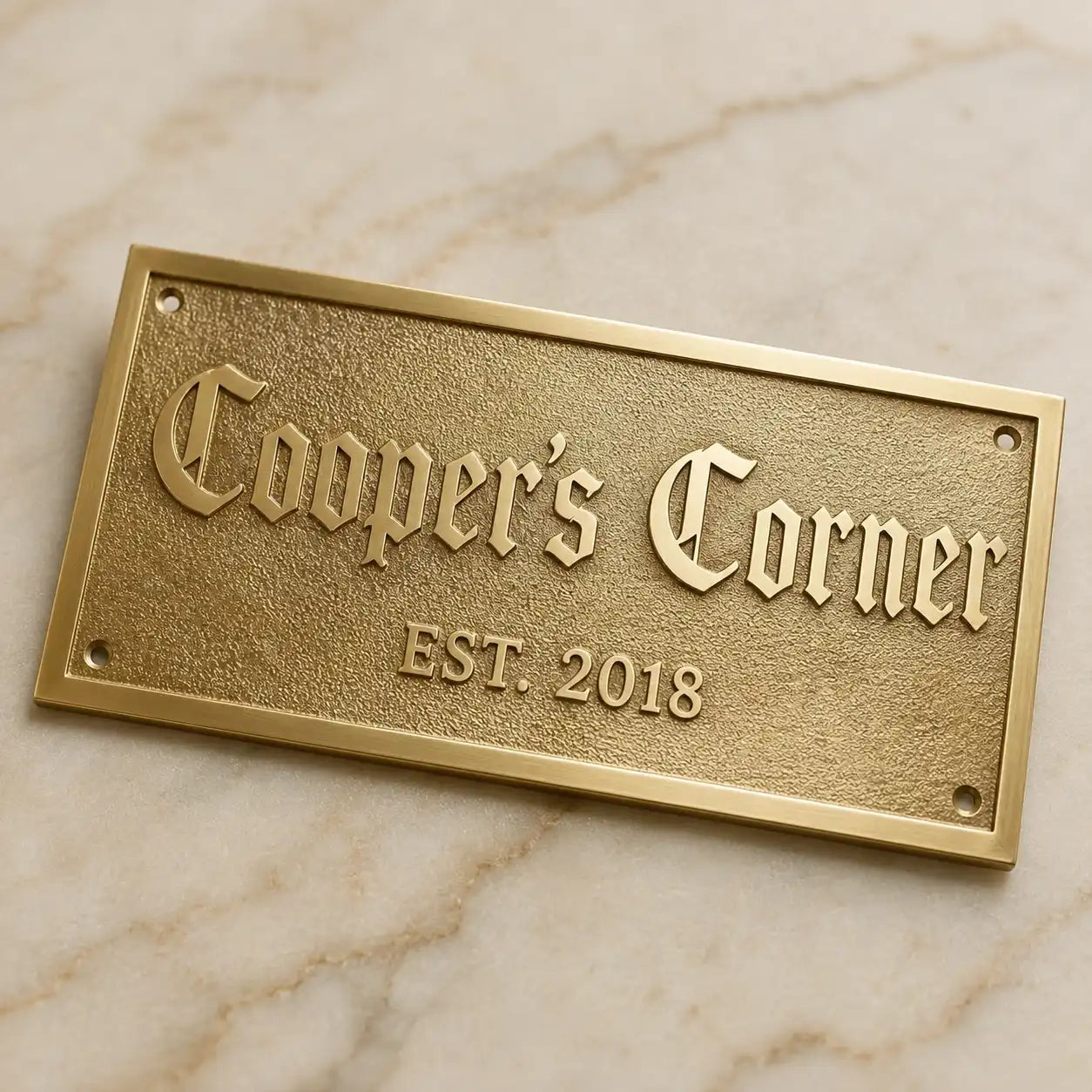 Personalized brass plaque with custom engraved name and message