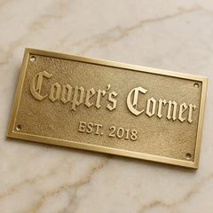 Personalized brass plaque with custom engraved name and message
