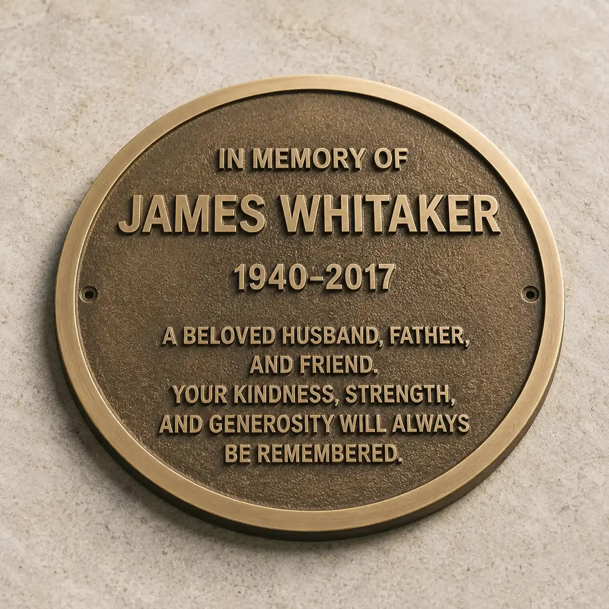 Personalized oval bronze memorial plaque with custom text