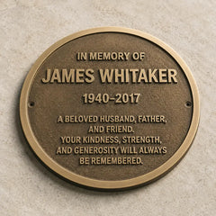Personalized oval bronze memorial plaque with custom text
