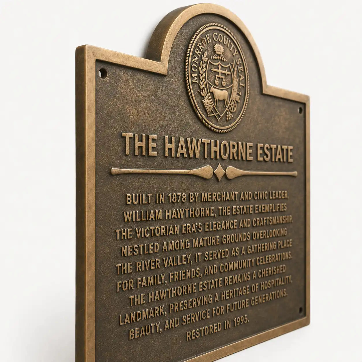 Bronze historic house plaque with personalized engraving