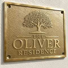 Gold brass name plaque for home and office