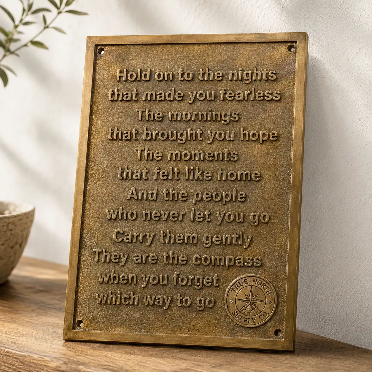 Durable bronze plaque with personalized text and design