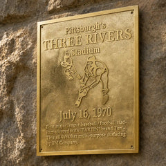 Engraved brass plaque available in black and gold or gold finish