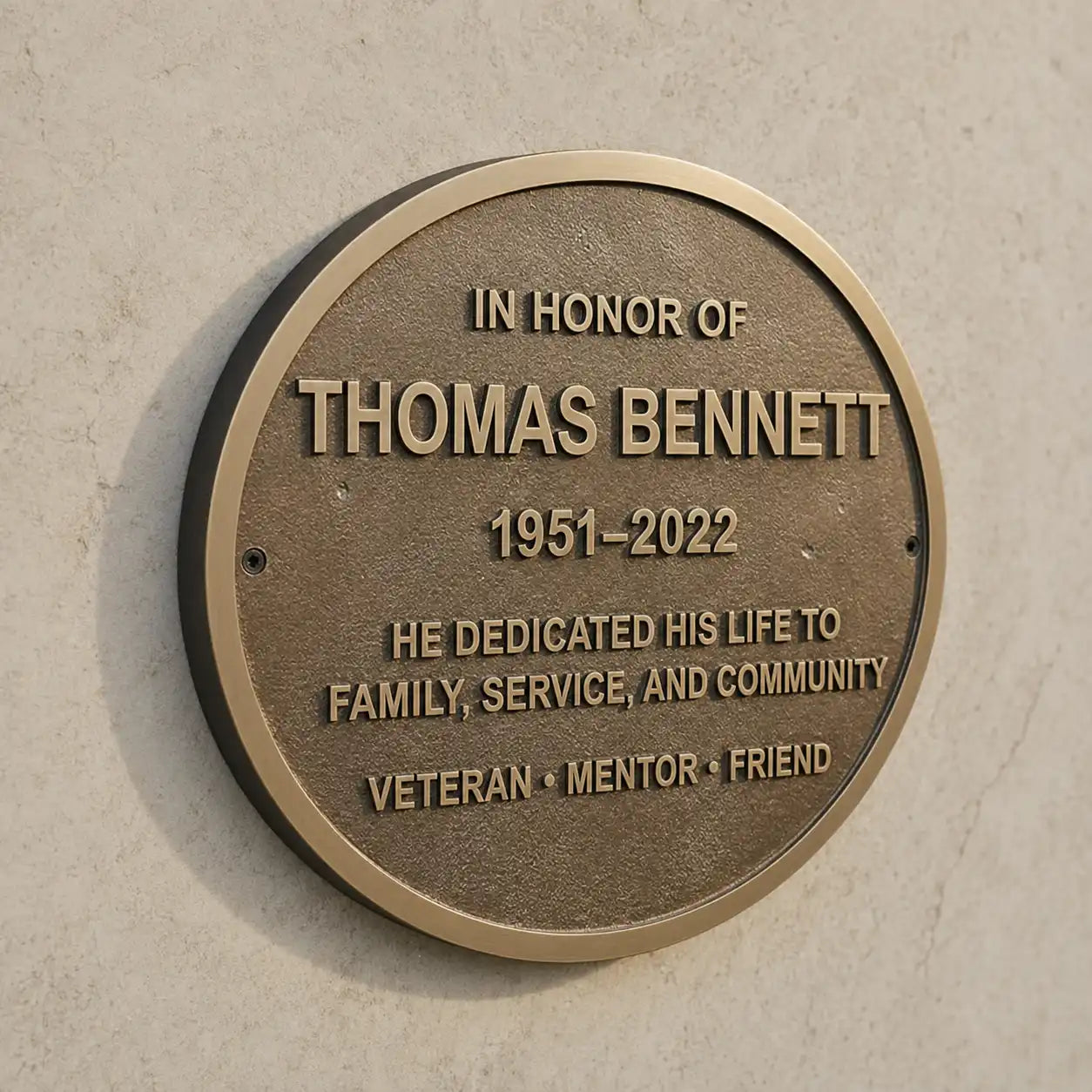 Solid bronze oval memorial plaque for cemetery or garden