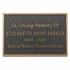 Solid bronze commemorative plaque with custom engraved text