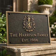 Engraved brass address plaque in bronze finish for house numbers and names