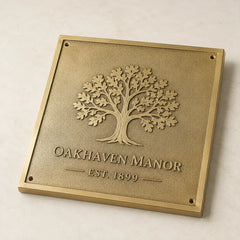 Custom brass house address plaque for gates and walls