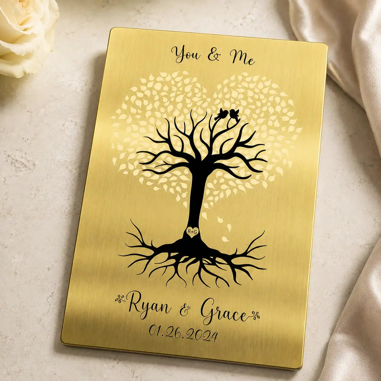Custom brass plaque with engraved text for memorial or recognition display