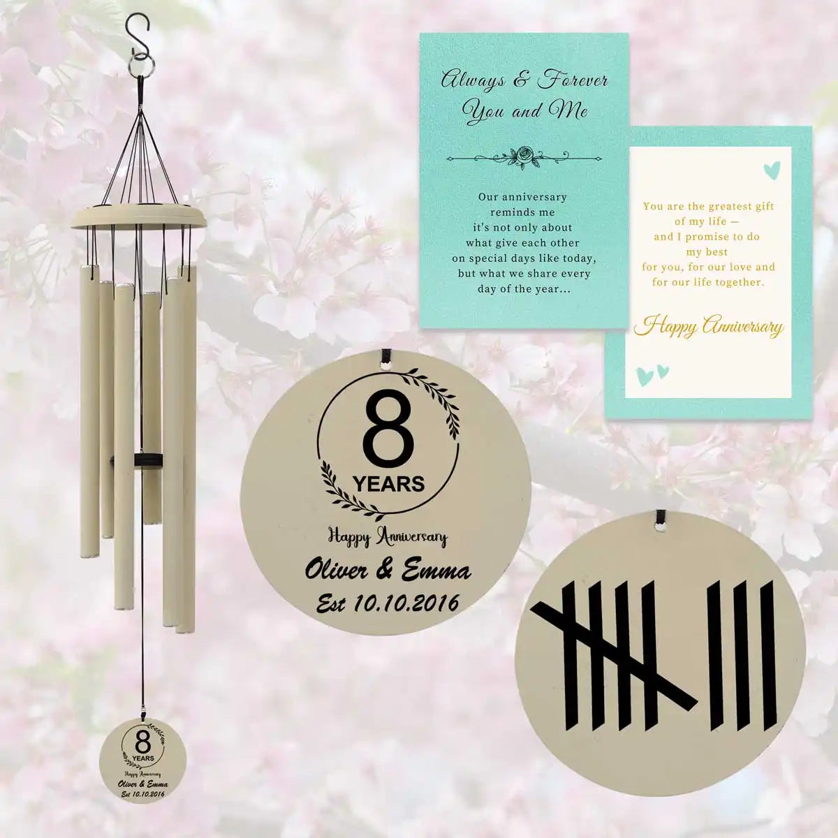 Celebrate your 8th anniversary with our beautiful wind chimes