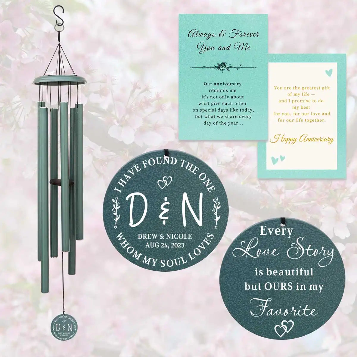 personalized anniversary wind chimes