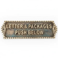 Decorative Brass nameplate with custom text on a white background