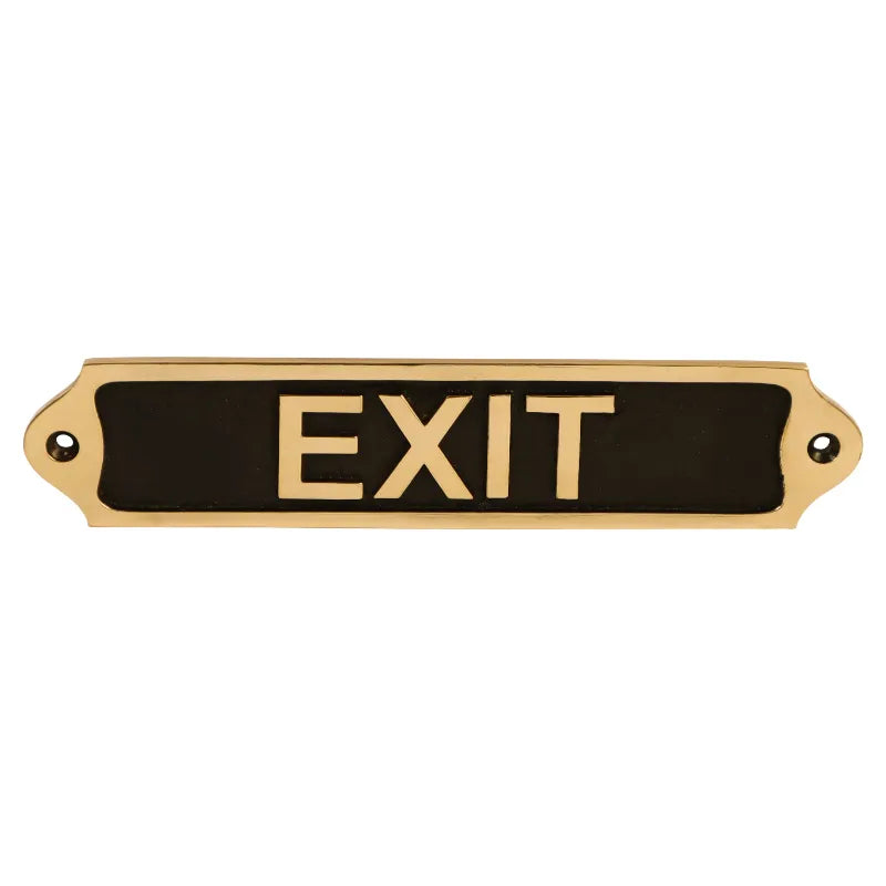 Antique Exit Sign Black Finish – Brass Door Sign