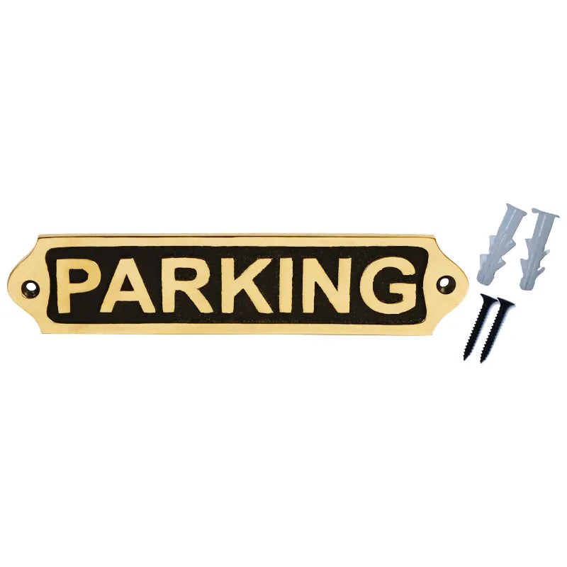 Solid brass parking sign for office wth screw