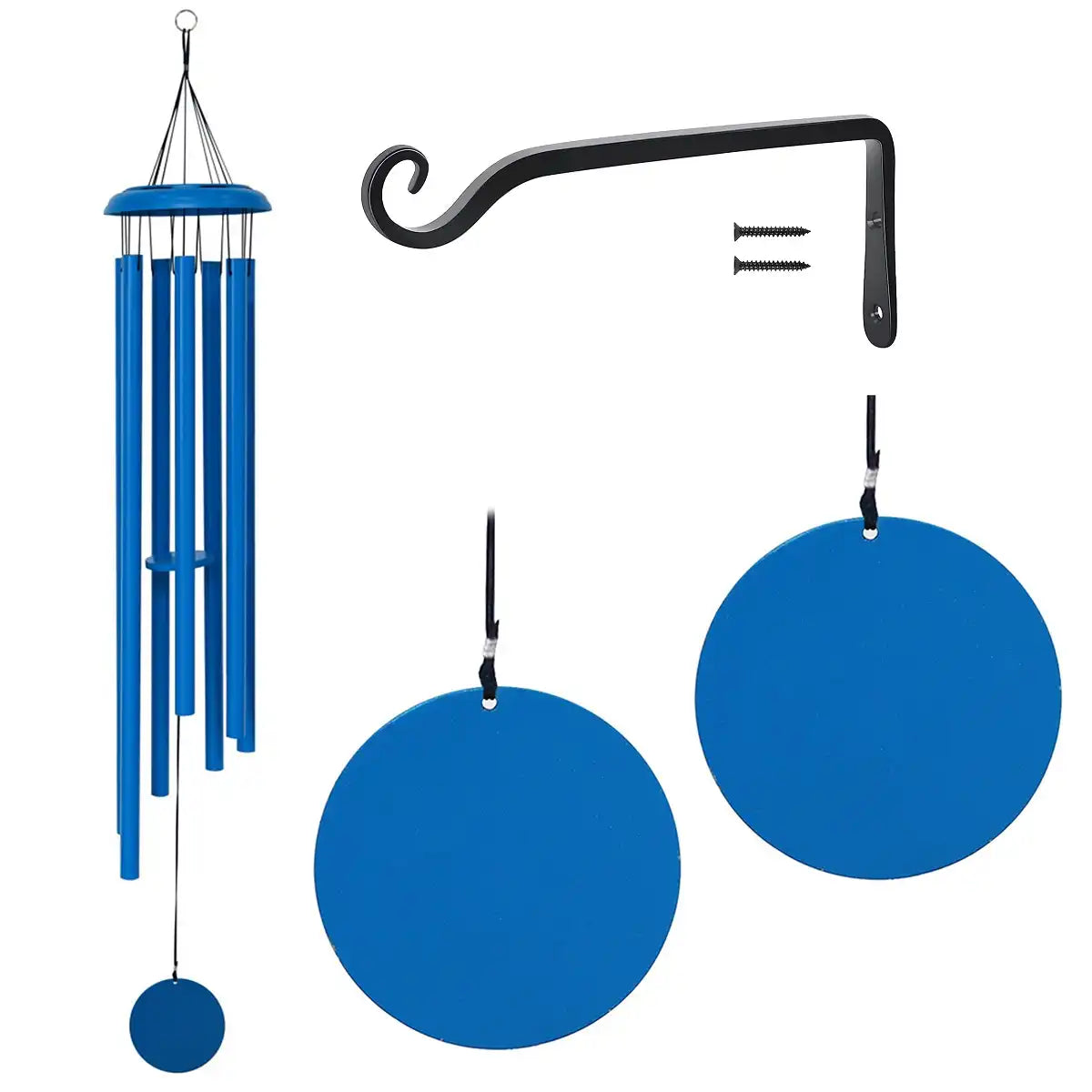 Blue Corinthian Bells Wind Chime with Wall-Mount Hanger 