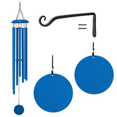 Blue Corinthian Bells Wind Chime with Wall-Mount Hanger 