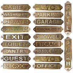 Restroom Brass Plaques 22x5 cm