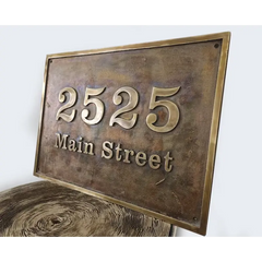 Brass Address Sign – Handcrafted Outdoor Plaque