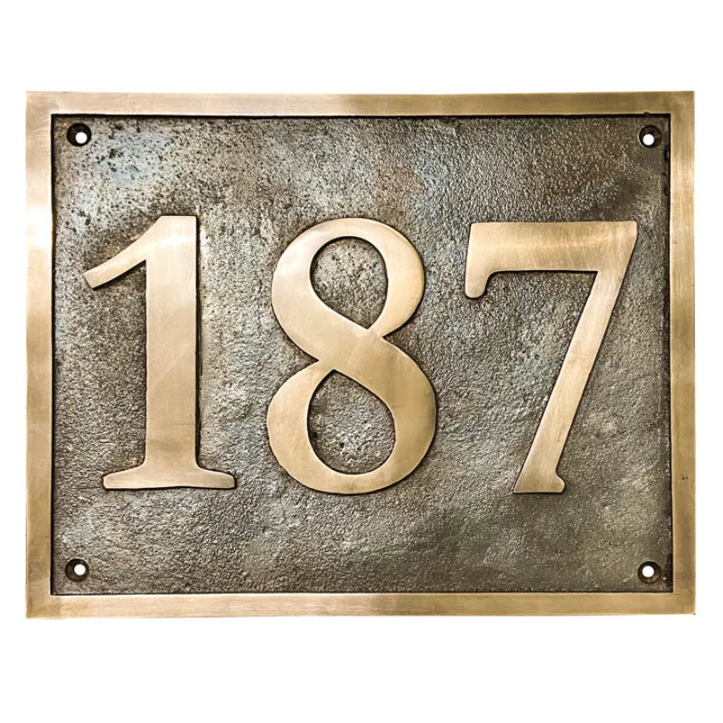 Brass House Number Plaque – Personalized Engraved Address Sign