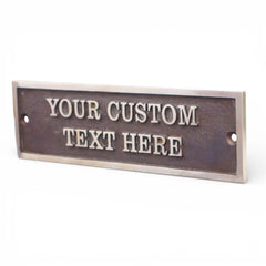 Custom text plaque with customizable text on a white background