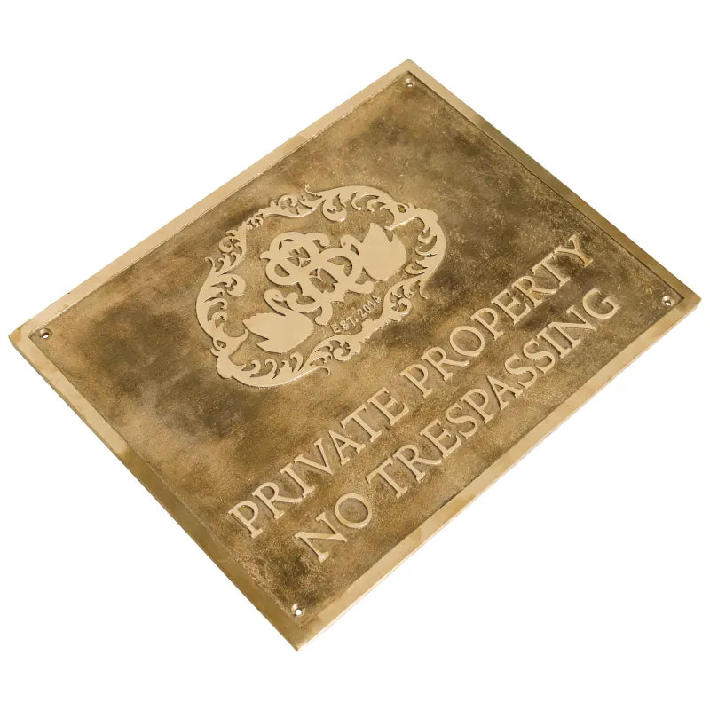 Brass Plaque: Private Property - No Trespassing