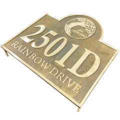 brass address plaque with logo and hidden stud