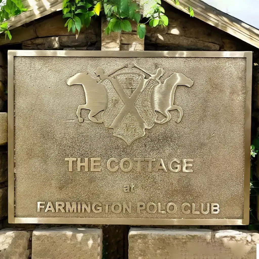 Polished brass engraved wall plate | Custom text brass signage for doors