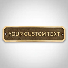 Brass Door Sign – Personalized Engraved Address Plaque | Custom text plaque with gold border on a gray background