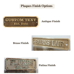 Custom Brass Door Sign – Address Plaque in Polished, Antique & Patina Finishes