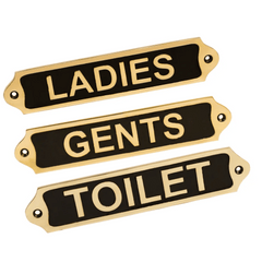 Brass restroom sign combo set