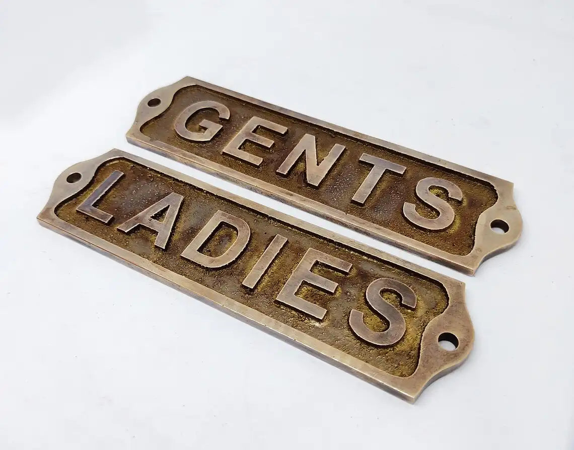 Brass Toilet Sign: Ladies & Gents | Directional Signage