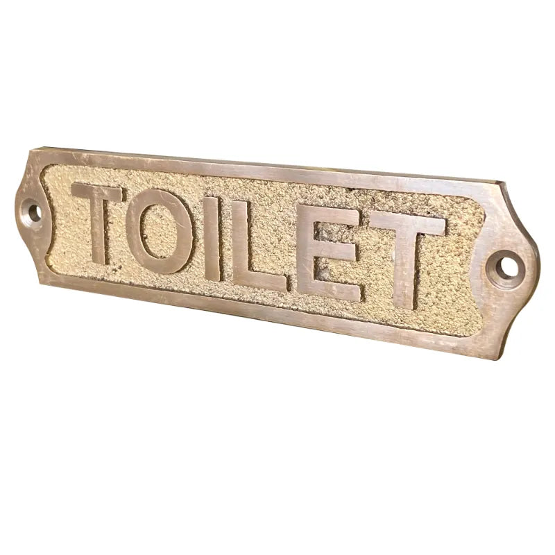 Toilet door sign in brass finish