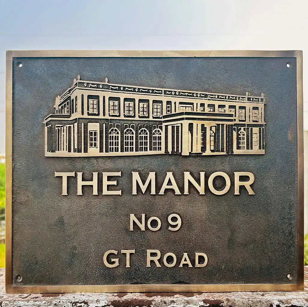 Custom bronze house address sign |
Solid bronze plaque with raised letters