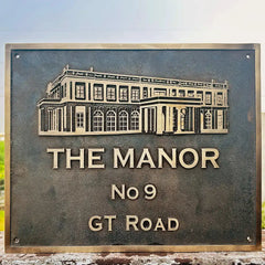 Custom bronze house address sign |
Solid bronze plaque with raised letters