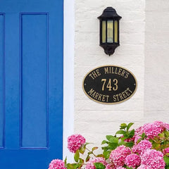 Bronze house number plaque oval