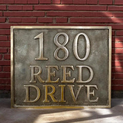 Custom bronze plaque for house address | Solid bronze address plaque outdoor